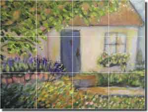 Lee Cottage Garden Ceramic Tile Mural 17" x 12.75" - KLA005