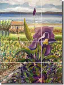 Lee Floral Iris Ceramic Tile Mural 12.75" x 17" - KLA012