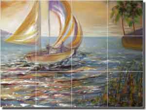 Lee Tropical Seascape Ceramic Tile Mural 17" x 12.75" - KLA026