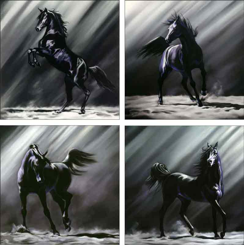 Black Horse Collection by Kim McElroy Ceramic Accent & Decor Tile Set - KMA-ATSet1