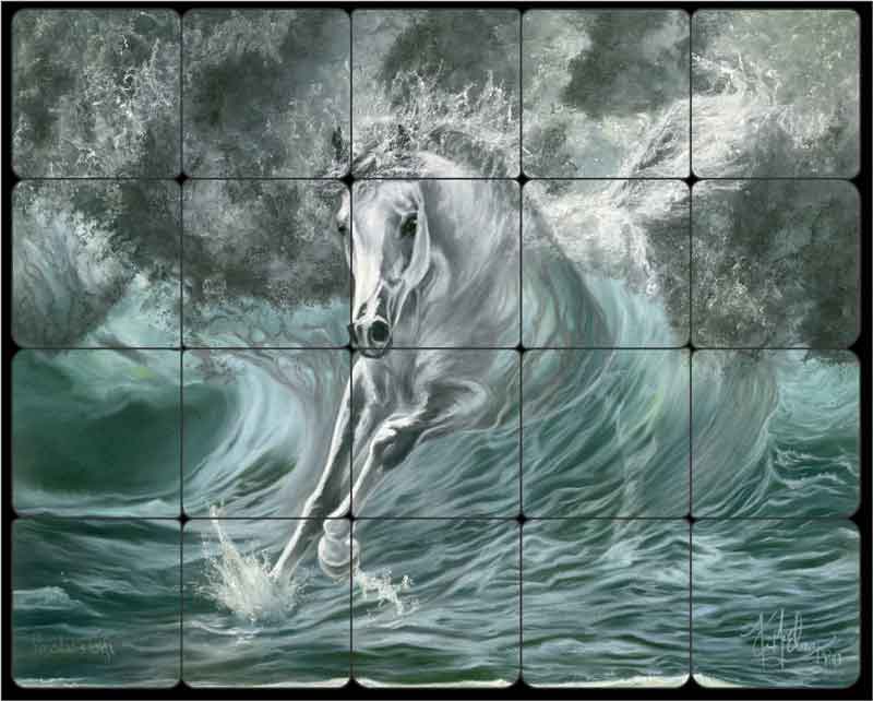 Poseidon's Gift by Kim McElroy Tumbled Marble Tile Mural 20" x 16" - KMA012
