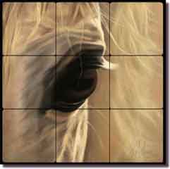 McElroy Horse Equine Tumbled Marble Tile Mural 12" x 12" - KMA048