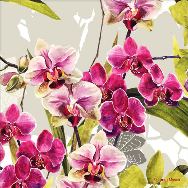 Orchid Display by Laura Mysak Ceramic Accent & Decor Tile - LM2-001AT