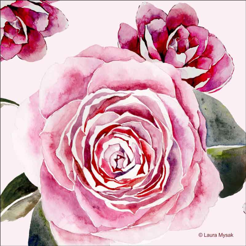 Camellias by Laura Mysak Ceramic Accent & Decor Tile - LM2-006AT