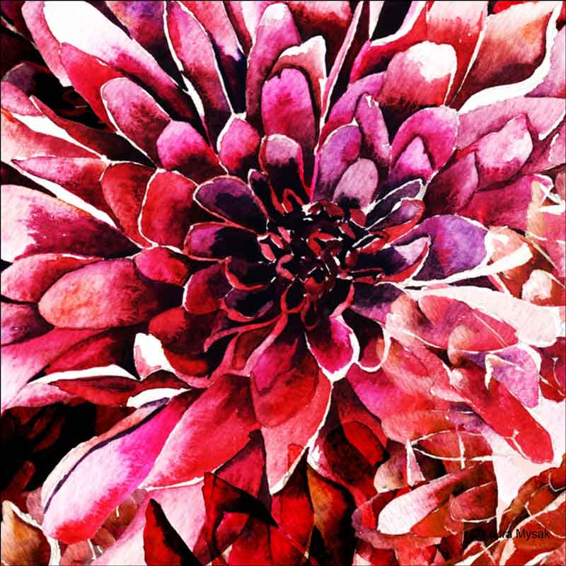 Chrysanthemums by Laura Mysak Ceramic Accent & Decor Tile - LM2-007AT