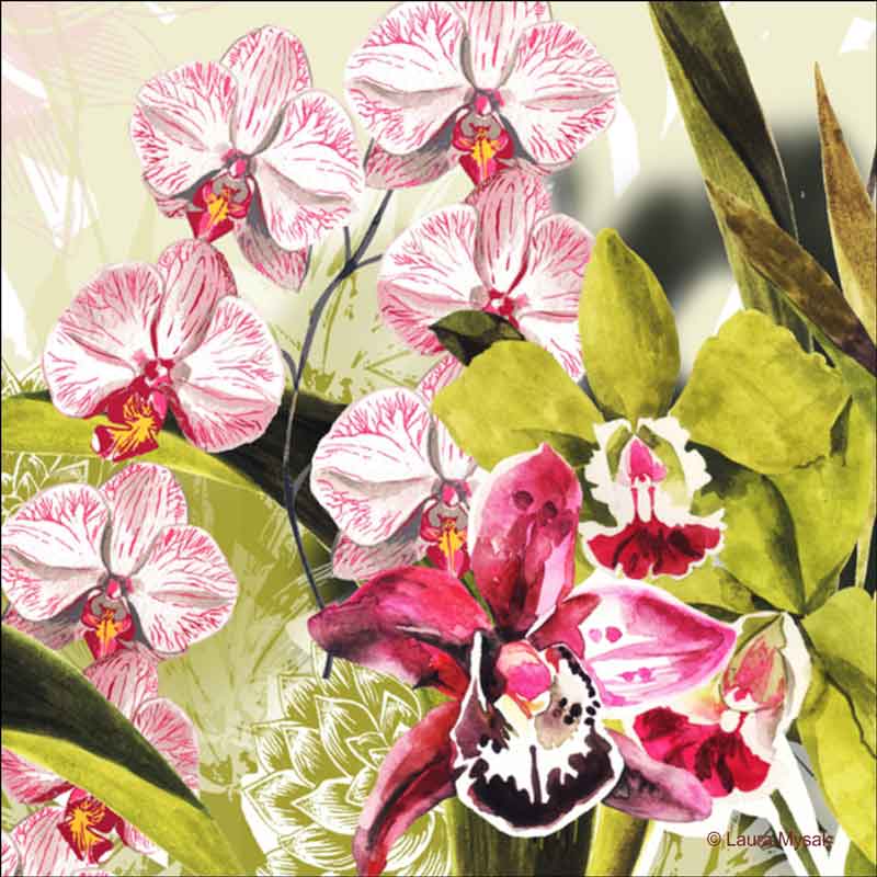 Exotic Orchids by Laura Mysak Ceramic Accent & Decor Tile - LM2-008AT