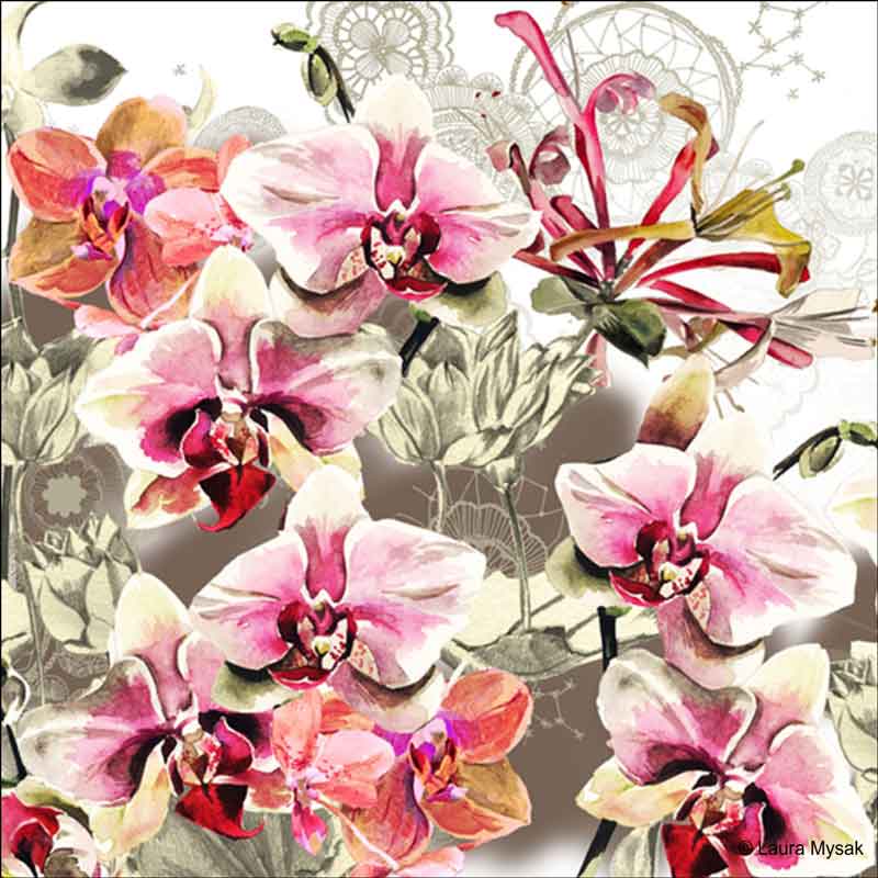 Orchid Fantasy by Laura Mysak Ceramic Accent & Decor Tile - LM2-010AT
