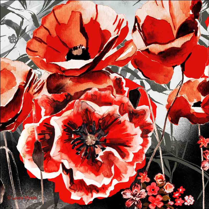 Poppy Meadow by Laura Mysak Ceramic Accent & Decor Tile - LM2-012AT