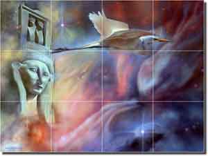 Macon Oriental Abstract Glass Tile Mural 24" x 18" - LMA003