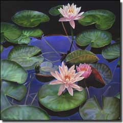 Macon Lily Floral Glass Wall Floor Accent Tile 6" x 6" - LMA007AT