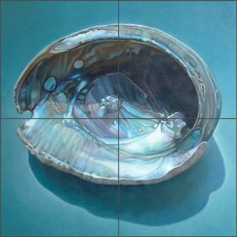 Abalone Shell by Leslie Macon Ceramic Tile Mural LMA039