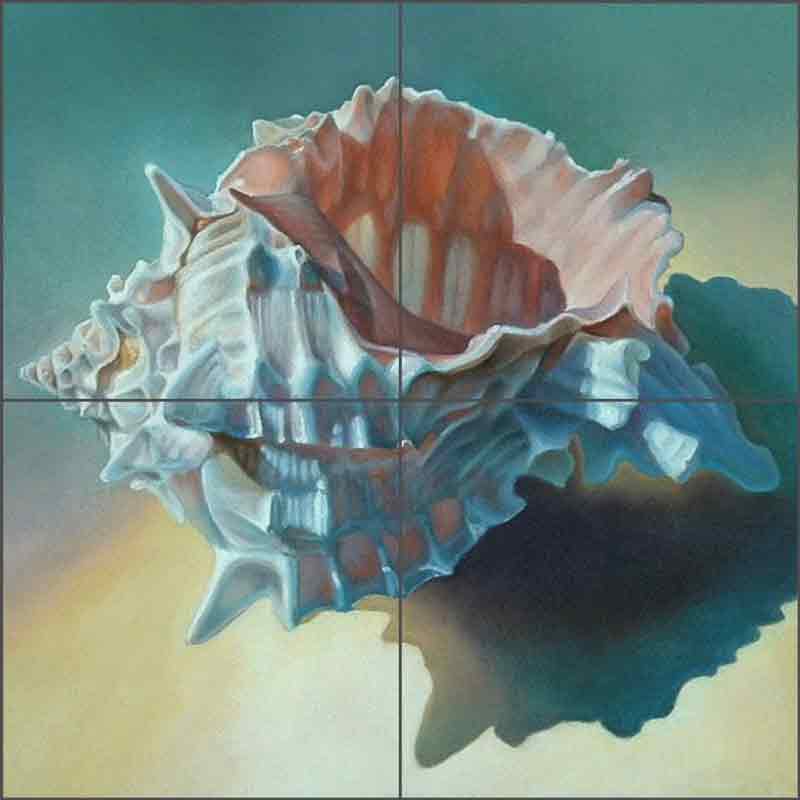 Conch Shell by Leslie Macon Ceramic Tile Mural LMA040