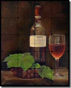 Macon Wine Grapes Tumbled Marble Tile Mural 16" x 20" - LMA042