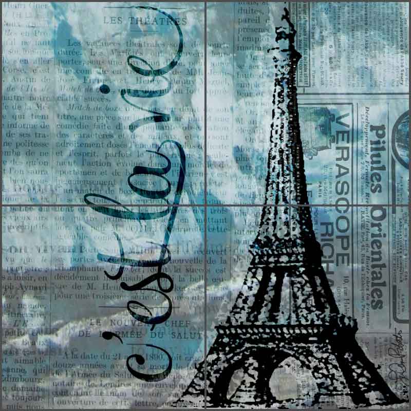 Feeling Blue and French by LuAnn Roberto Ceramic Tile Mural - LRA002