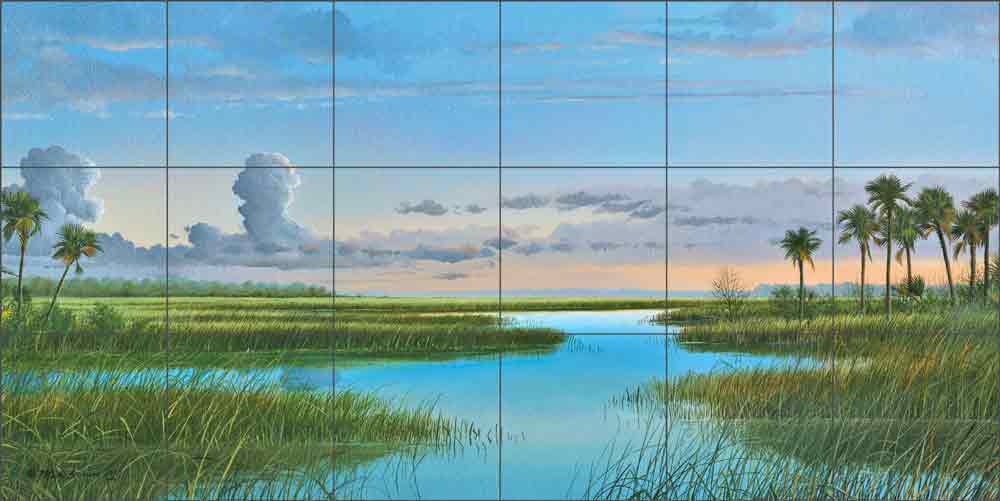 Intercoastal Sunset by Mike Brown Ceramic Tile Mural MBA034
