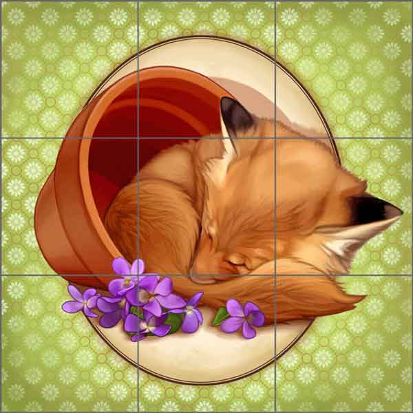 Forest Friends: Fox by Maryline Cazenave Ceramic Tile Mural - MC2-002b