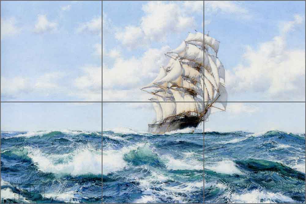 Onward, the clipper ship Norman by Montague Dawson Ceramic Tile Mural - MD001