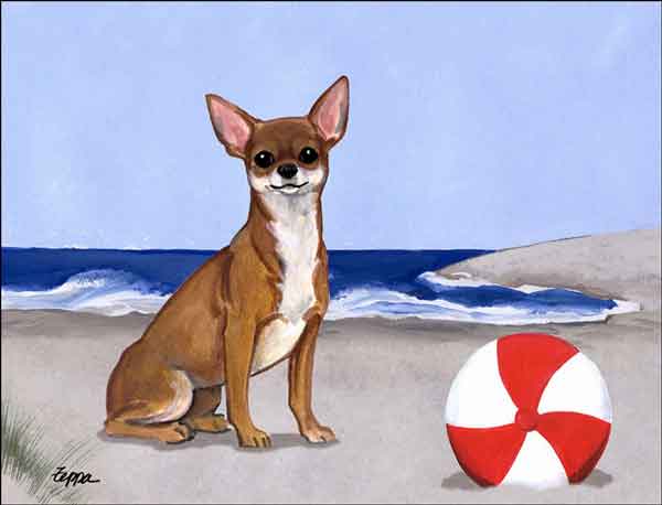 Chihuahua at the Beach by M K Zeppa Ceramic Accent & Decor Tile - MKZ004AT