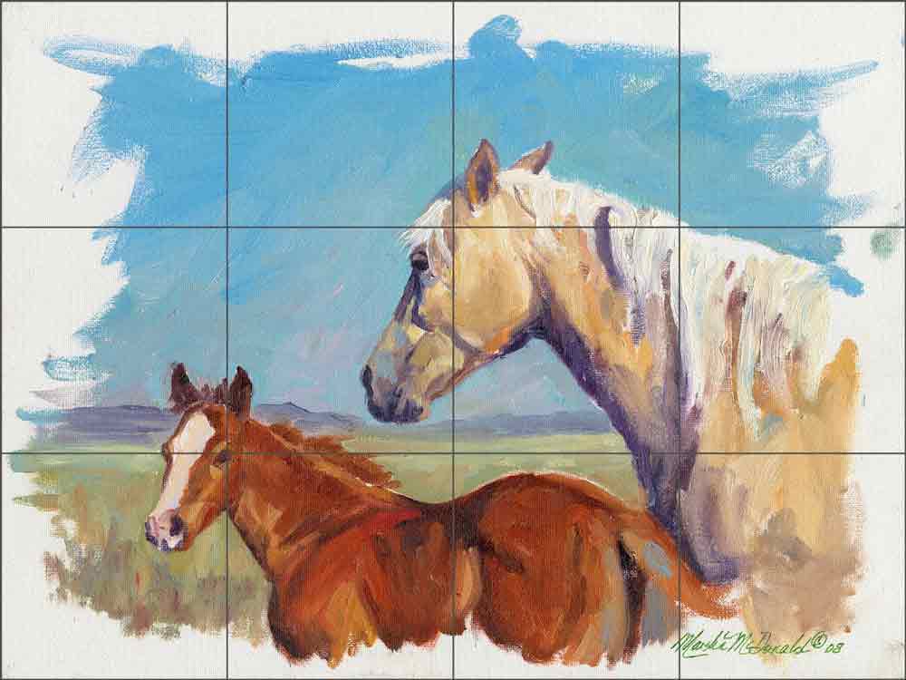 Palomino and Foal by Marsha McDonald Ceramic Tile Mural MMA002