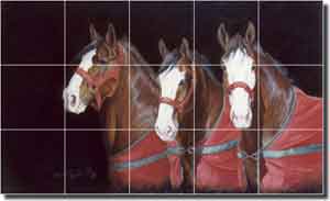 McDonald Horses Equine Ceramic Tile Mural 30" x 18" - MMA004