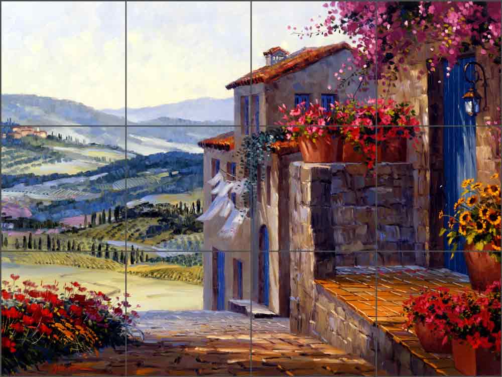Hills of Tuscany by Mikki Senkarik Ceramic Tile Mural MSA012