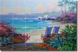 Senkarik Tropical Seascape Glass Tile Mural 36" x 24" - MSA066