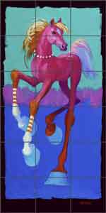 Senkarik Children's Horse Ceramic Tile Mural 12.75" x 25.5" - MSA098