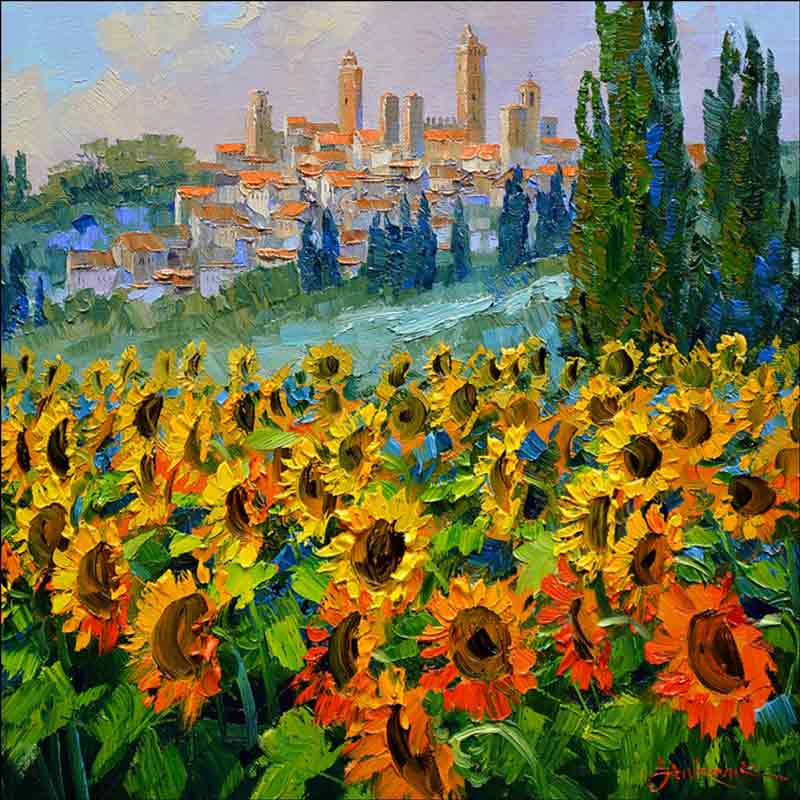 San Gimignano Sunflowers by Mikki Senkarik Accent & Decor Tile MSA238AT
