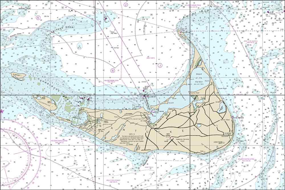 Nantucket Nautical Chart Ceramic Tile Mural NC-13237C1
