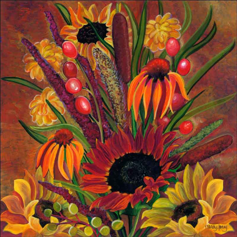 Fall Bouquet - Square by Nancy Jacey Ceramic Accent & Decor Tile - CPA-NJ13003-2AT