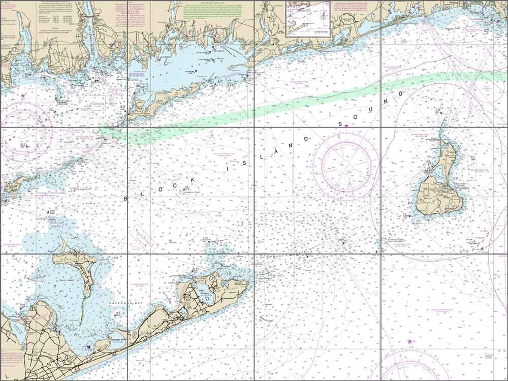 Block Island Sound Nautical Chart Ceramic Tile Mural - NautChrt-13205