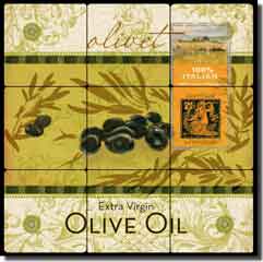 Evelia Kitchen Olive Oil Tumbled Marble Tile Mural 18" x 18" - OB-ES55