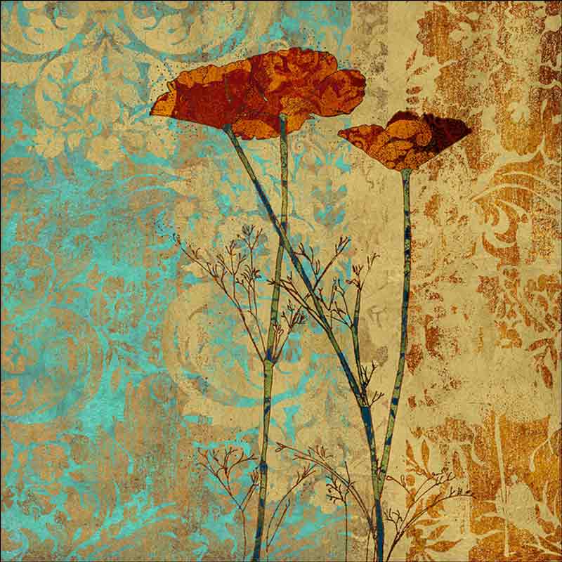 Poppies II by Louise Montillio Ceramic Accent & Decor Tile OB-LM100bAT