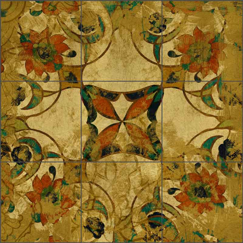 Persian Gold I by Louise Montillio Ceramic Tile Mural - OB-LM108a