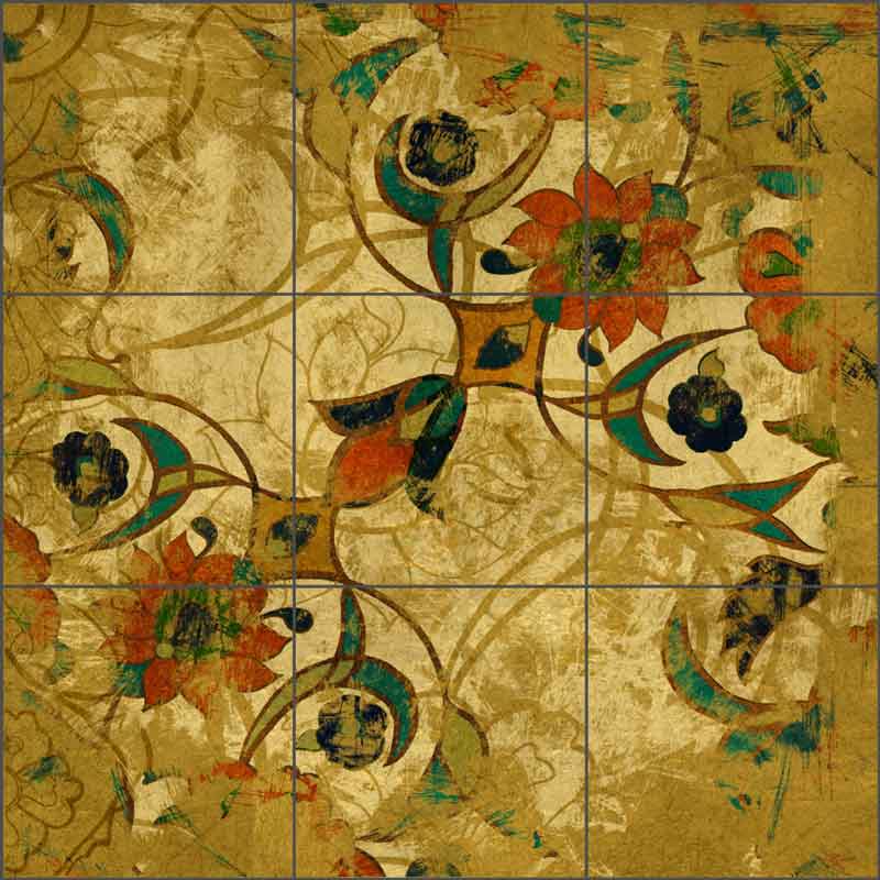 Persian Gold II by Louise Montillio Ceramic Tile Mural - OB-LM108b