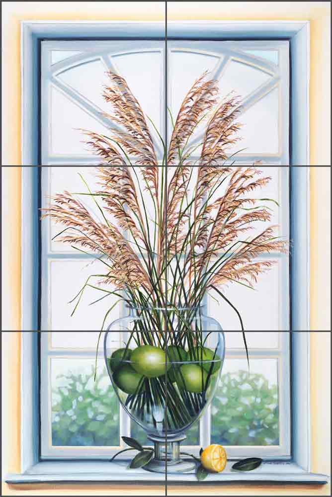 Lime Grass by Louise Montillio Ceramic Tile Mural - OB-LM12