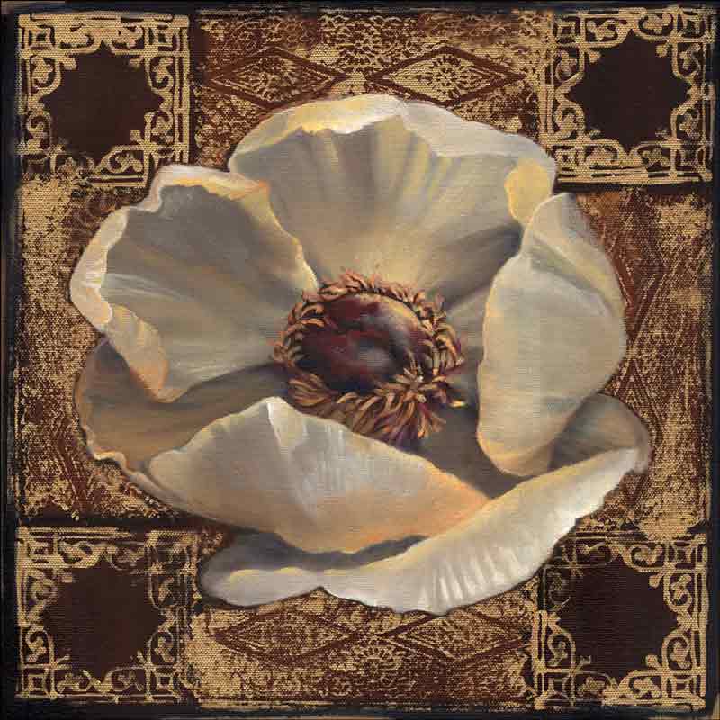 White Peony II by Louise Montillio Ceramic Accent & Decor Tile - OB-LM35aAT