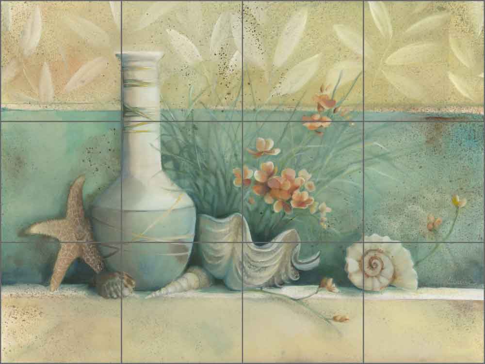 Tuscan Shells I by Louise Montillio Ceramic Tile Mural - OB-LM54a