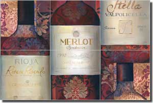 Montillio Wine Labels Ceramic Tile Mural 18" x 12" - OB-LM68a2