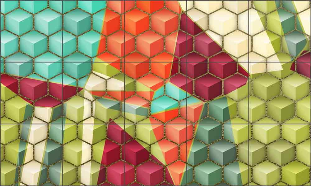 Colorful Geometric Shapes 11 by Irena Orlov Ceramic Tile Mural OB-ORL9068