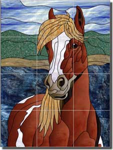 Paned Expressions Horse Equine Ceramic Tile Mural 12.75" x 17" - OB-PES19