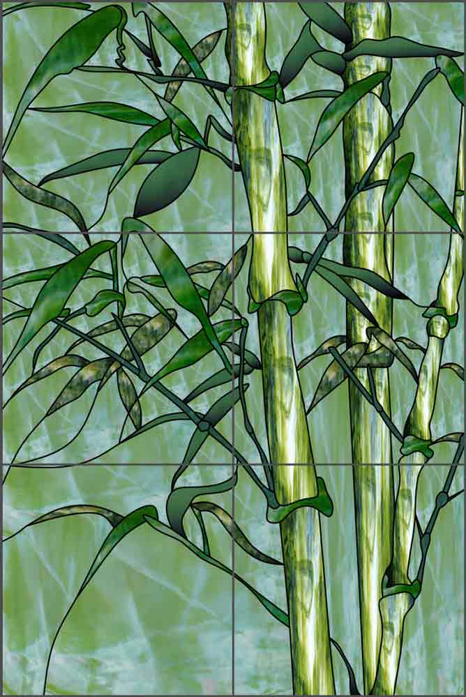 Bamboo Stalks by Paned Expressions Ceramic Tile Mural OB-PES35