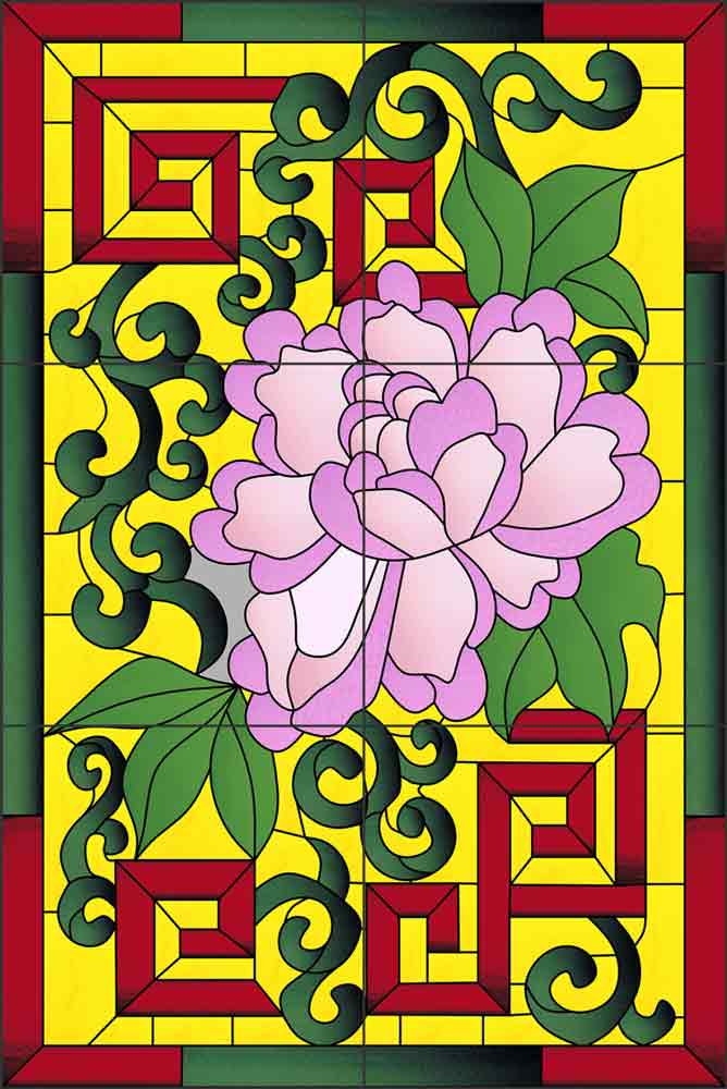 Chinese Floral by Paned Expressions Ceramic Tile Mural OB-PES41