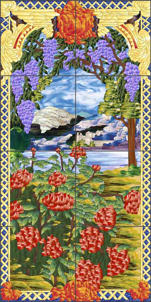 La Farge Floral by Paned Expressions Ceramic Tile Mural OB-PES49