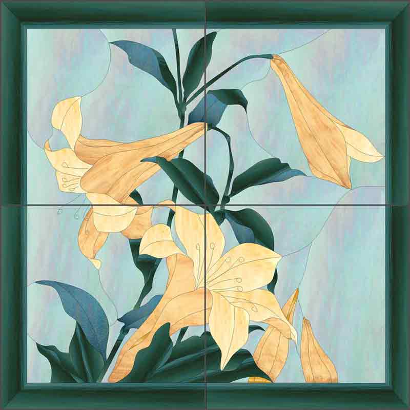 Oriental Lilies by Paned Expressions Ceramic Tile Mural OB-PES69