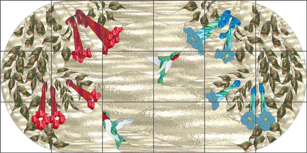 Trumpet Vines by Paned Expressions Ceramic Tile Mural OB-PES89
