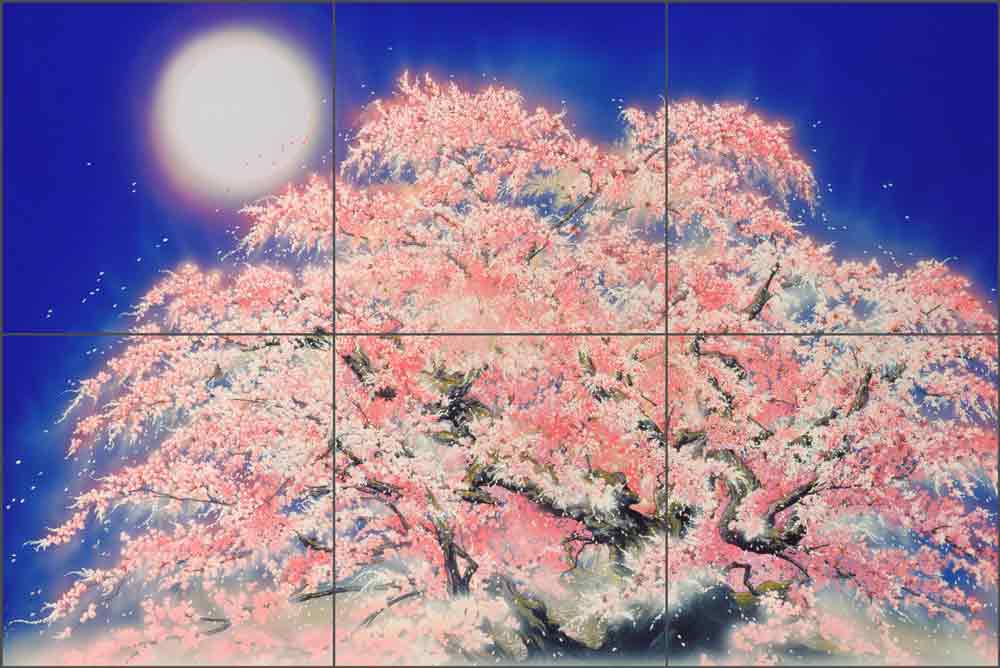 Garyoh Sakura by Zigen Tanabe Ceramic Tile Mural OB-ZT05