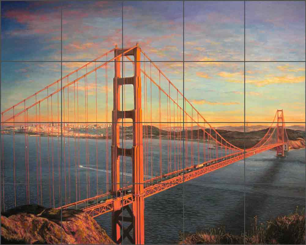 Golden Gate Bridge by Olga Kuczer Ceramic Tile Mural OKA002