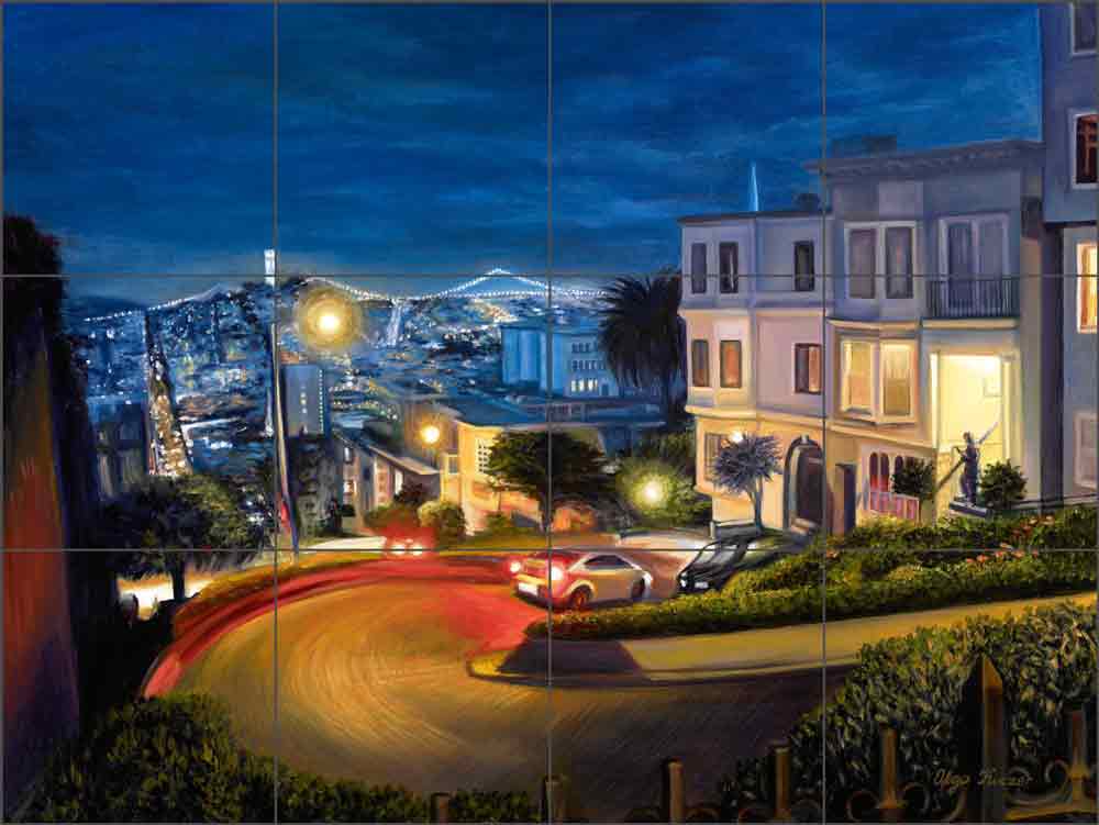 View on Lombard Street in San Francisco by Olga Kuczer Ceramic Tile Mural OKA005