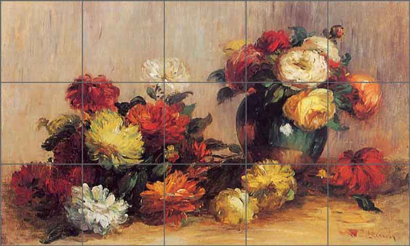 Sprays of Flowers by Pierre Auguste Renoir Ceramic Tile Mural PAR006